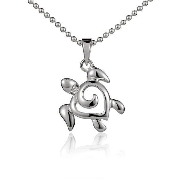 Hawaiian 925 Sterling Silver honu pendant featuring a turtle design.