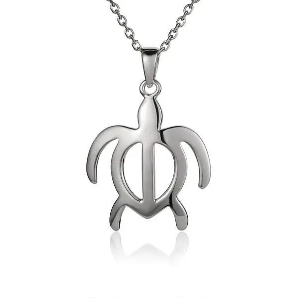 Hawaiian 925 Sterling Silver large 925 sterling silver Honu pendant featuring a detailed turtle design.