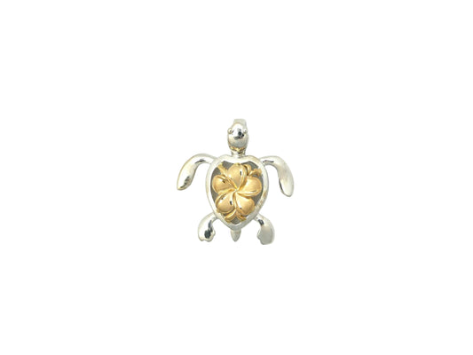 Honu Plumeria Pendant #2 — Solid 14K Yellow Gold Hawaiian jewelry from Ashley's Gift Shop