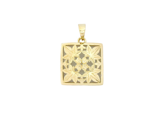 14K Kukui Quilt Pendant - Large — Hawaiian jewelry from Ashley's Gift Shop