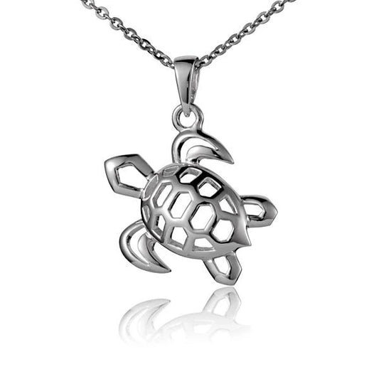 925 sterling silver L-Turtle S/T pendant featuring a detailed turtle design, ideal for casual or dress jewelry.