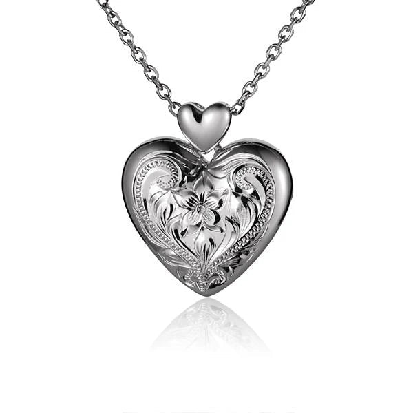 Hawaiian 925 Sterling Silver large sterling silver locket pendant with intricate design.