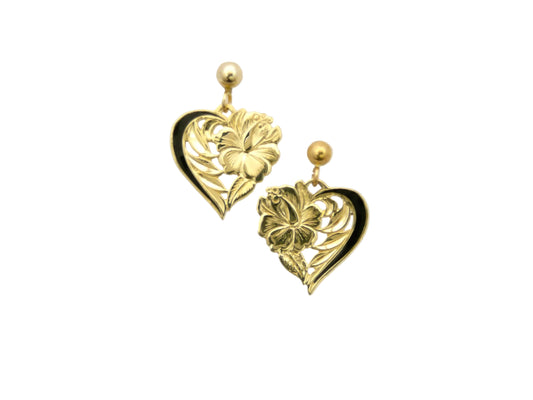 14K Leialoha Heart Earring — Hawaiian jewelry from Ashley's Gift Shop