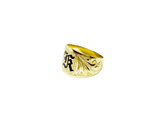 Hawaiian 14K Gold letter ring featuring a personalized initial in elegant gold.