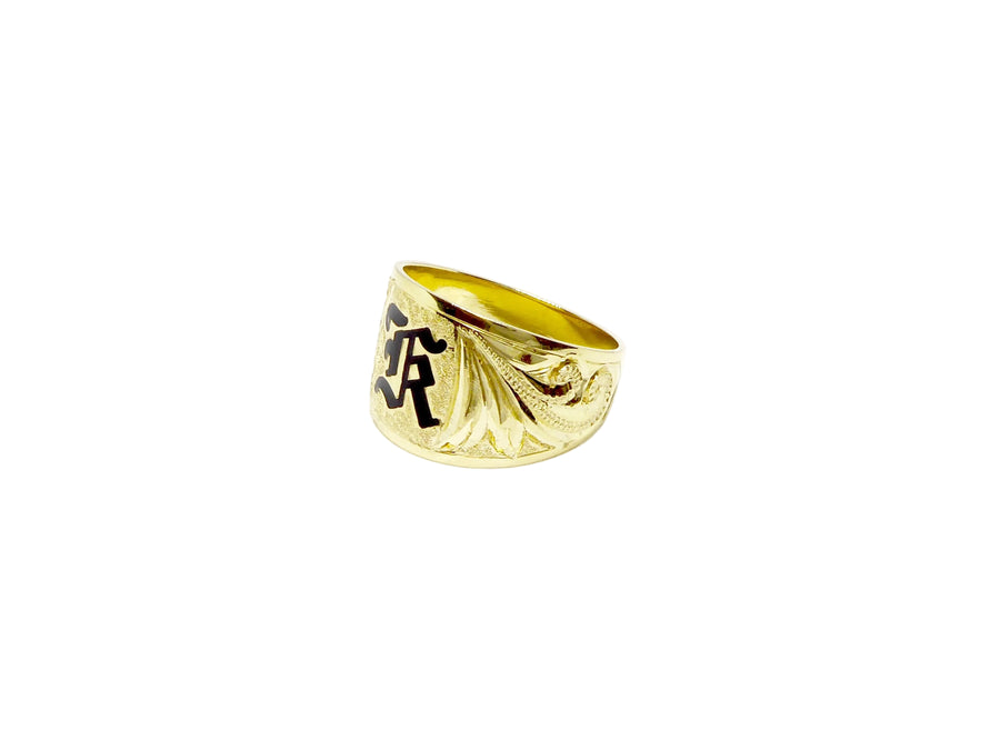 Hawaiian 14K Gold letter ring featuring a personalized initial in elegant gold.