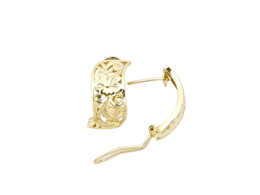 Hawaiian 14K Gold napua clip earring with an 8mm design, featuring a polished finish and elegant style.