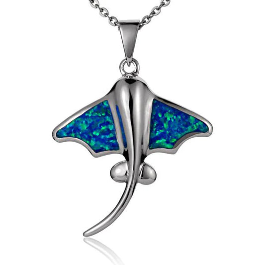 Opal Sting Ray pendant from Ashley's Gift Shop, showcasing a vibrant, polished sting ray-shaped gemstone jewelry piece.