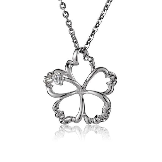 Outline Hibiscus CZ pendant, 18mm, showcasing a delicate flower design with sparkling cubic zirconia accents.