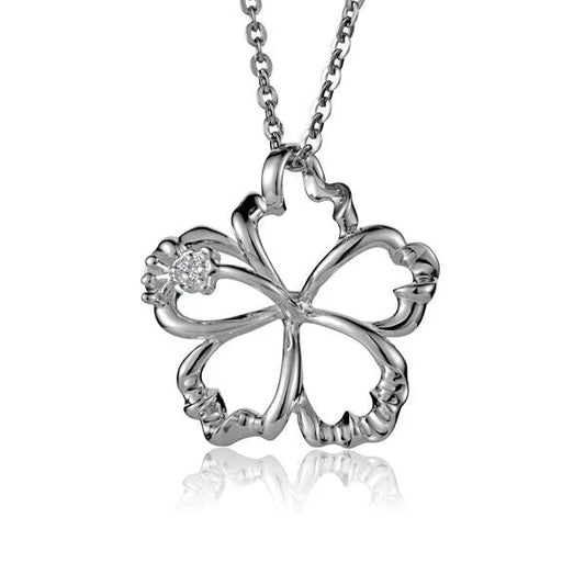 925 silver Outline Hibiscus CZ Pendant, 20mm size, featuring detailed floral design and sparkling cubic zirconia accents.