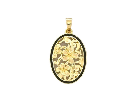 14K Oval Plumeria Pendant - Large — Hawaiian jewelry from Ashley's Gift Shop