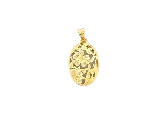 14K Oval Plumeria Pendant -Medium — Hawaiian jewelry from Ashley's Gift Shop