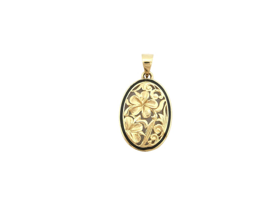 14K Oval Plumeria Pendant -Medium — Hawaiian jewelry from Ashley's Gift Shop