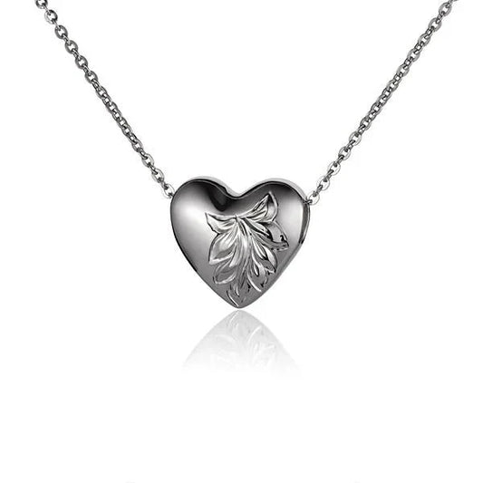 Oval scroll heart pendant in 925 sterling silver, featuring intricate heart and scroll designs, crafted by Ashley's Gift Shop.