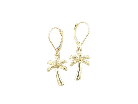 14K Palm Tree Leverback Earring — Hawaiian jewelry from Ashley's Gift Shop