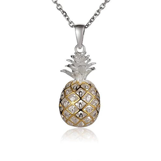 Large Pineapple YG Pendant jewelry in gold finish, featuring a detailed pineapple design, from Ashley's Gift Shop.