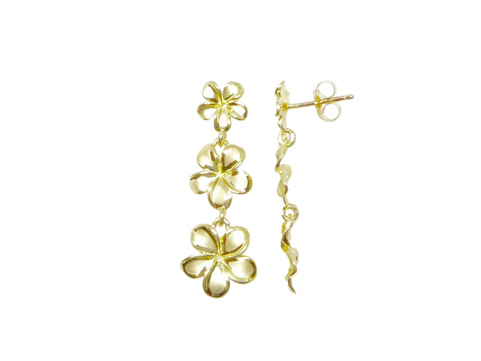 14K Plumeria #1, 2, 3 Stud Earring — Hawaiian jewelry from Ashley's Gift Shop