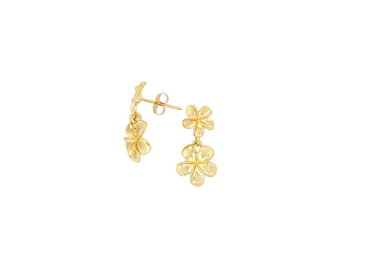 14K Plumeria #1, 2 Stud Earring — Hawaiian jewelry from Ashley's Gift Shop