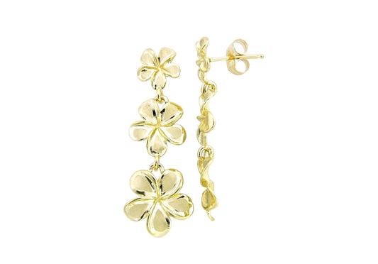 14K Plumeria #2, 3, 4 Stud Earring — Hawaiian jewelry from Ashley's Gift Shop