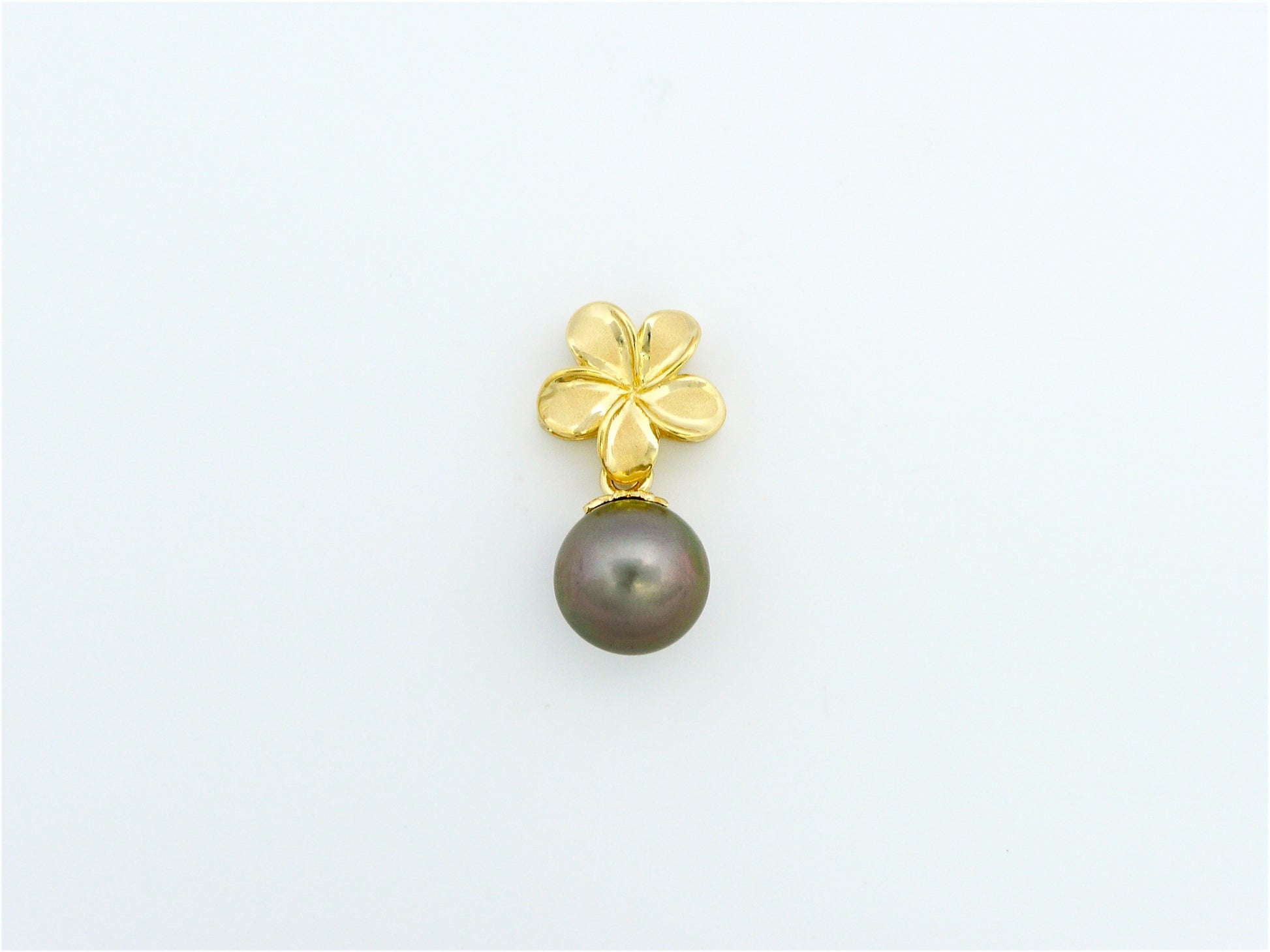 Plumeria Black Pearl Drop Pendant #3 image 0