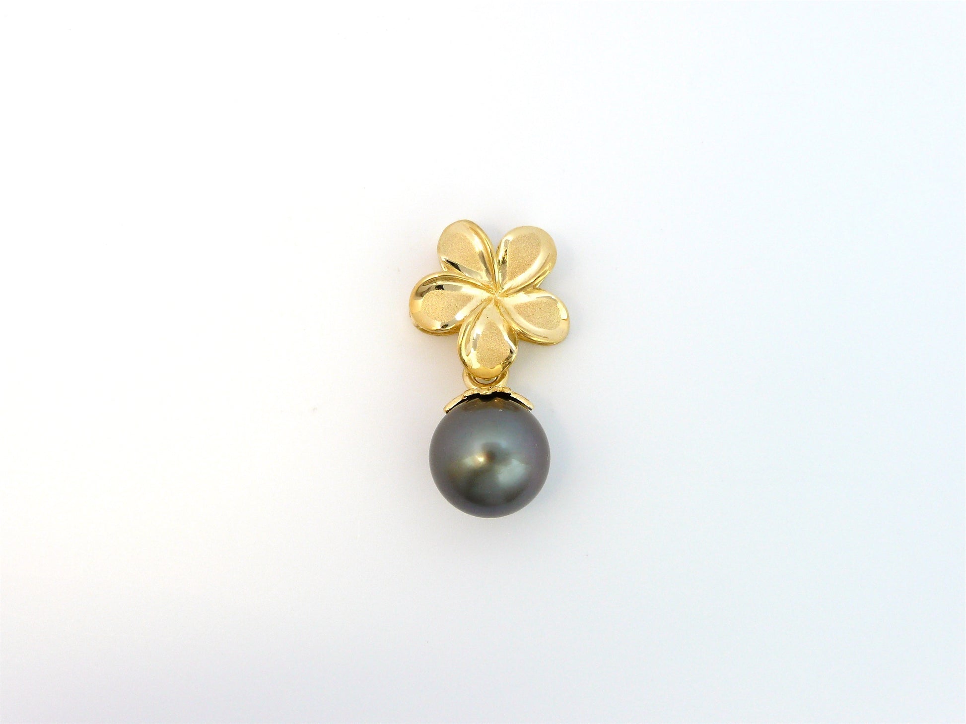 Plumeria Black Pearl Drop Pendant #4 image 0