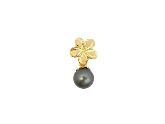14K Plumeria Black Pearl Drop Pendant #4 — Hawaiian jewelry from Ashley's Gift Shop