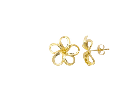 14K Plumeria Cut-Out Earring #5 — Hawaiian jewelry from Ashley's Gift Shop