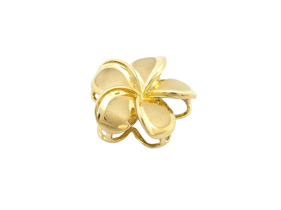 Hawaiian 14K Gold plumeria Drop Pendant in size 7, featuring a delicate flower design.
