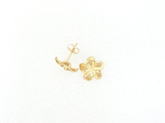 14K Plumeria Earring #2 — Hawaiian jewelry from Ashley's Gift Shop