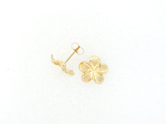 14K Plumeria Earring #3 — Hawaiian jewelry from Ashley's Gift Shop