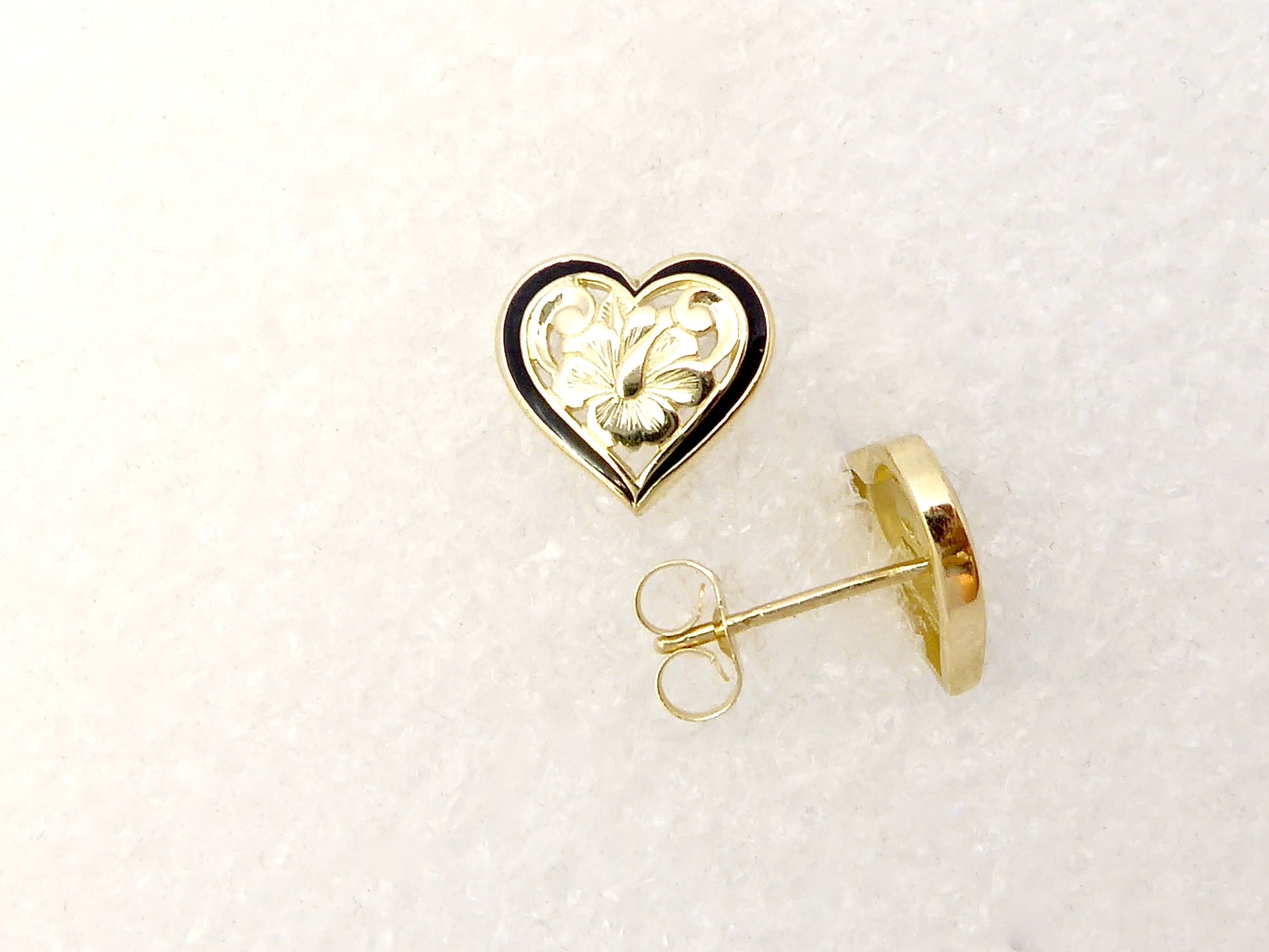 Plumeria Heart Earring #1 image 0