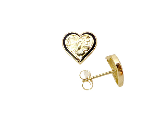 14K Plumeria Heart Earring #1 — Hawaiian jewelry from Ashley's Gift Shop