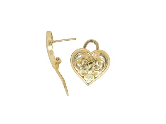 14K Plumeria Heart Earring - #2 — Hawaiian jewelry from Ashley's Gift Shop