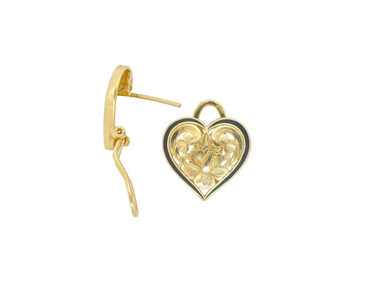 14K Plumeria Heart Earring - #2 — Hawaiian jewelry from Ashley's Gift Shop
