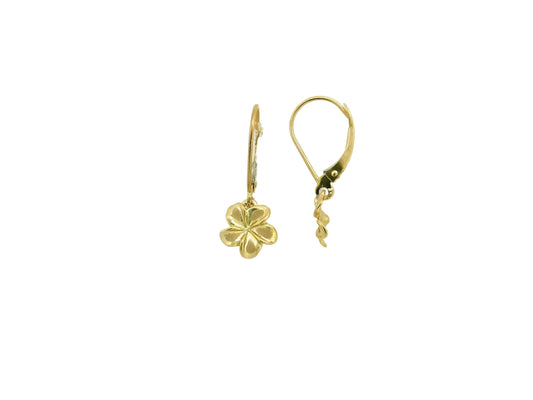 14K Plumeria Lever Back Earring #1 — Hawaiian jewelry from Ashley's Gift Shop