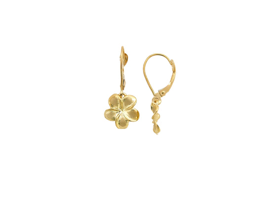 14K Plumeria Lever Back Earring #2 — Hawaiian jewelry from Ashley's Gift Shop