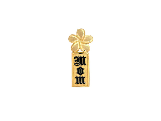 Plumeria Mom Vertical Pendant #3 — Solid 14K Yellow Gold Hawaiian jewelry from Ashley's Gift Shop