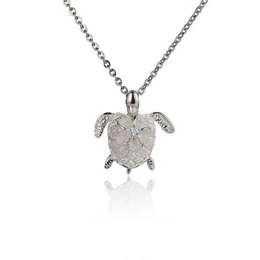 925 sterling silver Plumeria on turtle pendant, 8mm size, featuring detailed flower and turtle design.