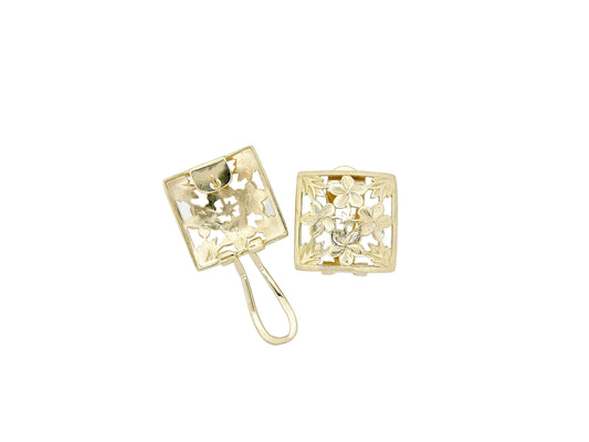 14K Plumeria Quilt Earring - Small — Hawaiian jewelry from Ashley's Gift Shop