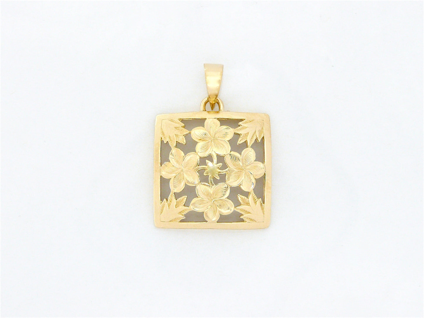 Plumeria Quilt Pendant - Large image 0