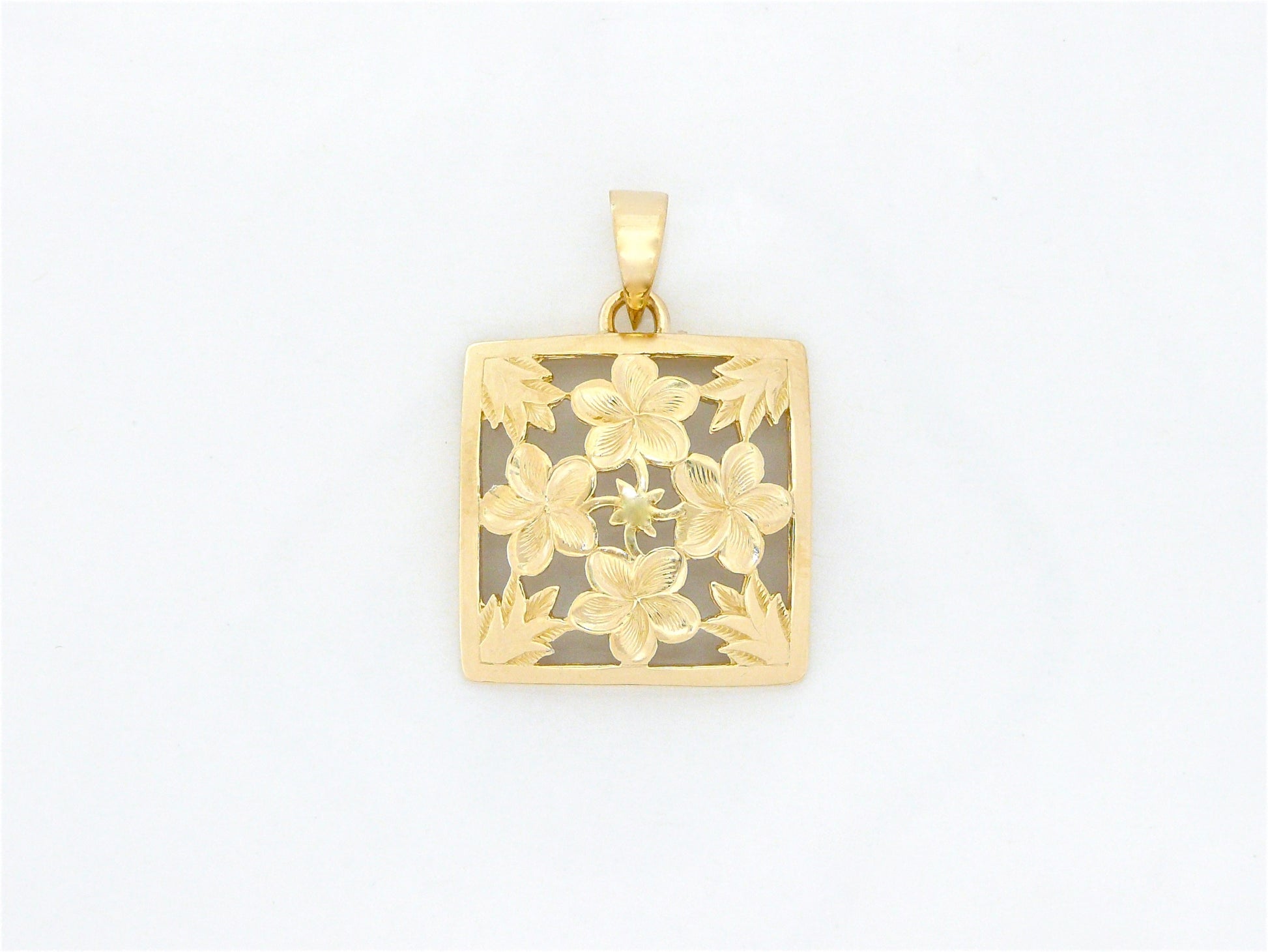 Plumeria Quilt Pendant - Large image 0