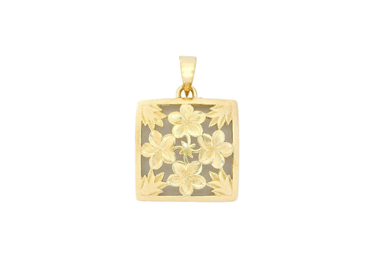 14K Plumeria Quilt Pendant - Large — Hawaiian jewelry from Ashley's Gift Shop