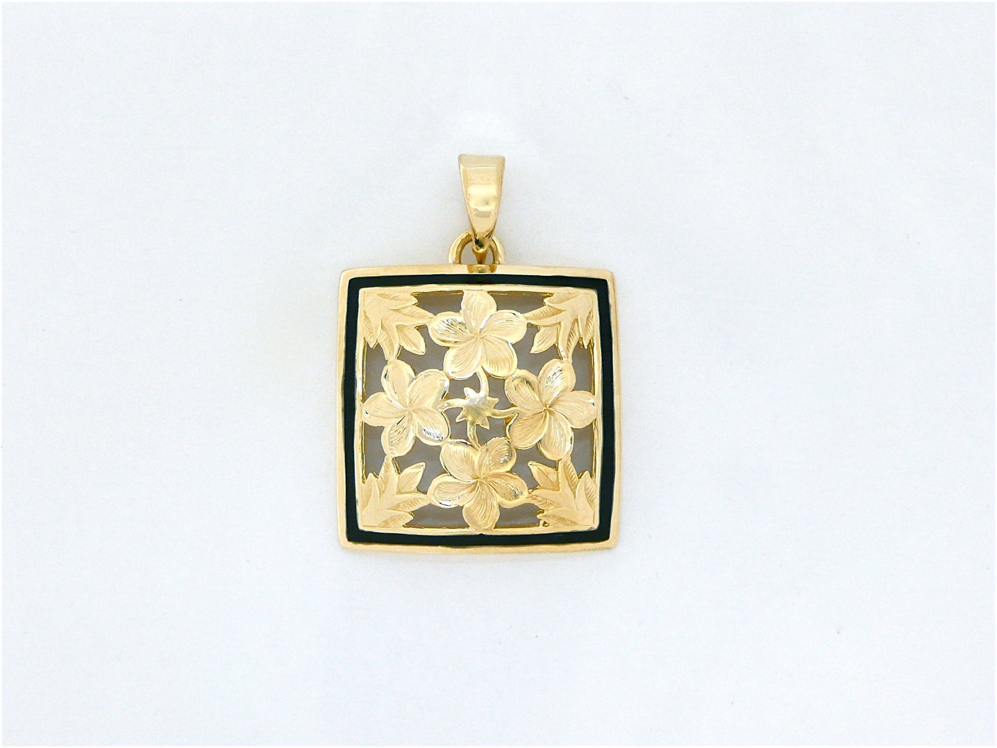 Plumeria Quilt Pendant - Large image 0