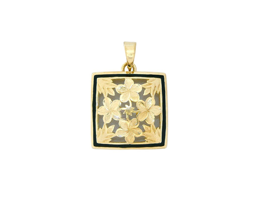 14K Plumeria Quilt Pendant - Large — Hawaiian jewelry from Ashley's Gift Shop