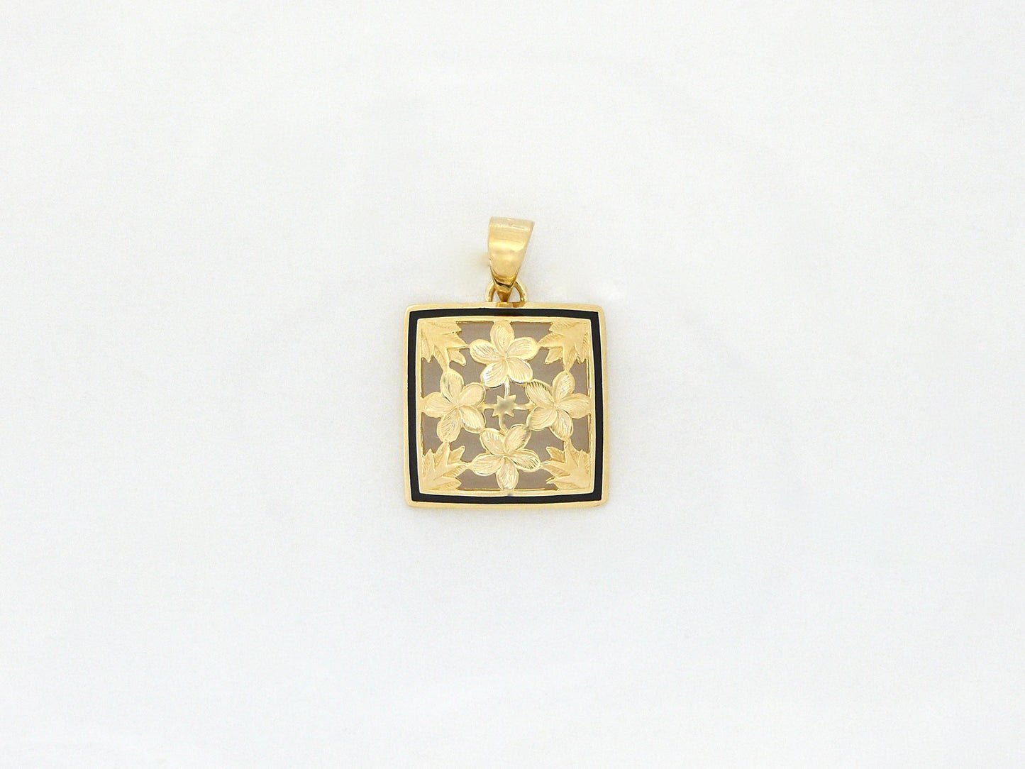 Plumeria Quilt Pendant - Small image 0