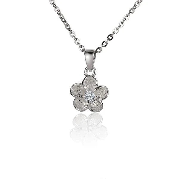Hawaiian 925 Sterling Silver plumeria Raised Sand Pendant, 10mm, featuring a detailed floral design.