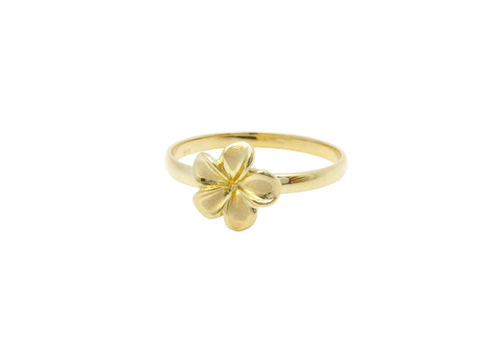 Hawaiian 14K Gold plumeria Ring #2 featuring a delicate floral design.