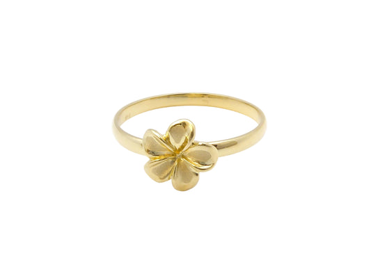Hawaiian 14K Gold plumeria Ring #3 featuring a detailed floral design.