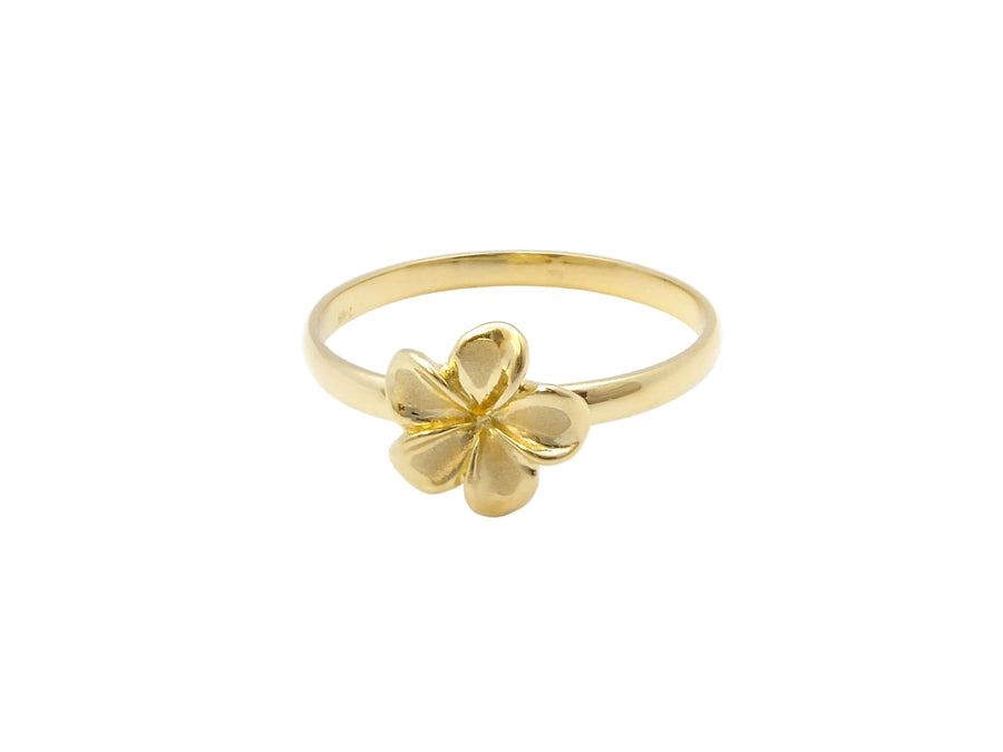 Hawaiian 14K Gold plumeria Ring #3 featuring a detailed floral design.