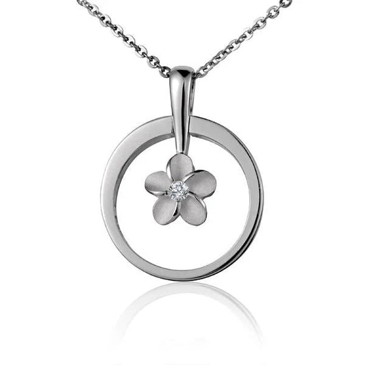 Sterling silver Plumeria ring pendant with floral design, perfect for jewelry or necklace accessories