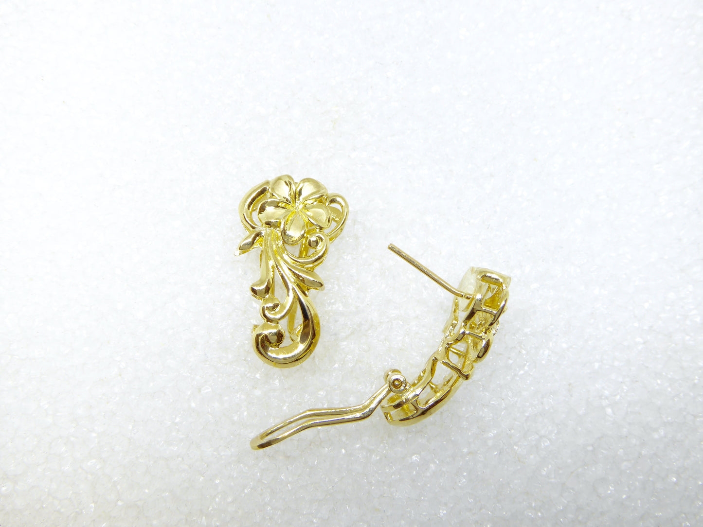 Plumeria Scroll Clip Earring image 0